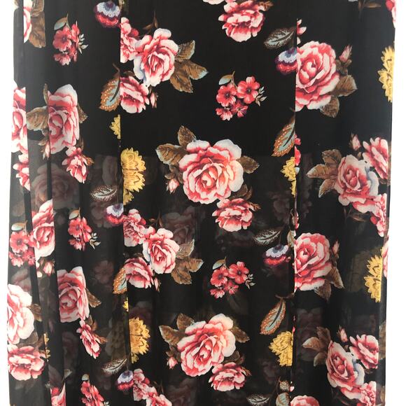 Dark Floral Maxi Skirt Chiffon Front Slits Romantic Coquette Dark Fairy Event - Picture 4 of 11
